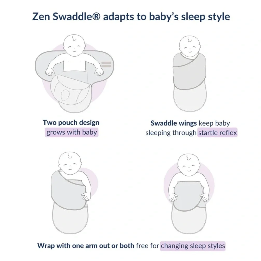 Nested Bean Zen Swaddle 0-6M Weighted Sleep Sack 7-18 lbs Baby Essentials